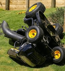 A Riding Lawn Mower On Its Side